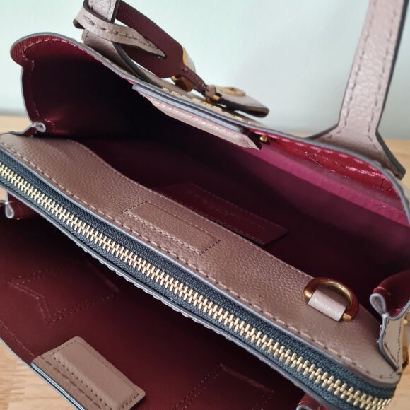 Marc Jacobs The Editor Leather Satchel Mauve Blush Taupe Bowler Crossbody - Picture 13 of 15